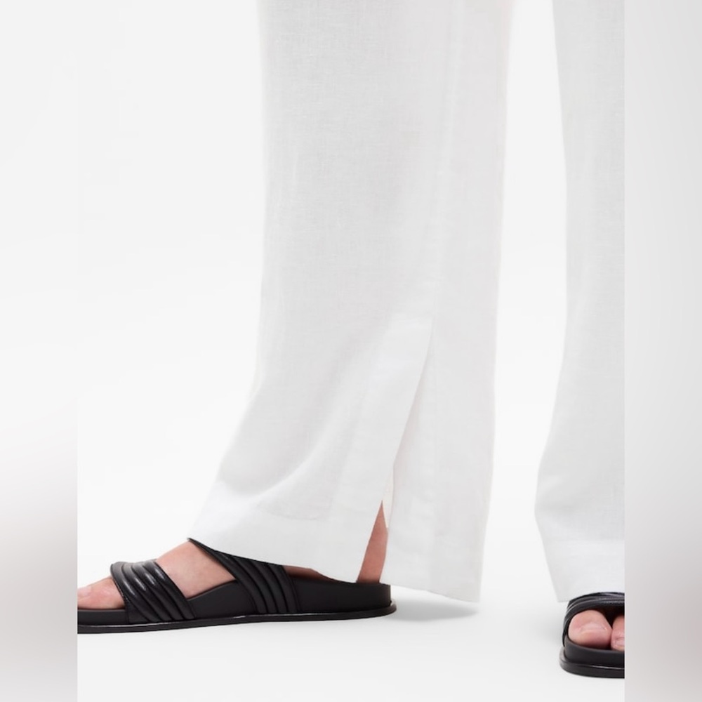 NWT-Athleta White Retreat Linen Wide Leg Pant, Medium - Picture 5 of 10